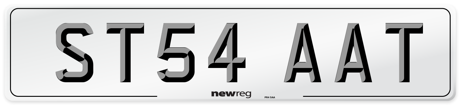 ST54 AAT Number Plate from New Reg